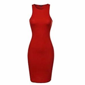 🔴 Burnt Orange High Neck Bodycon Dress